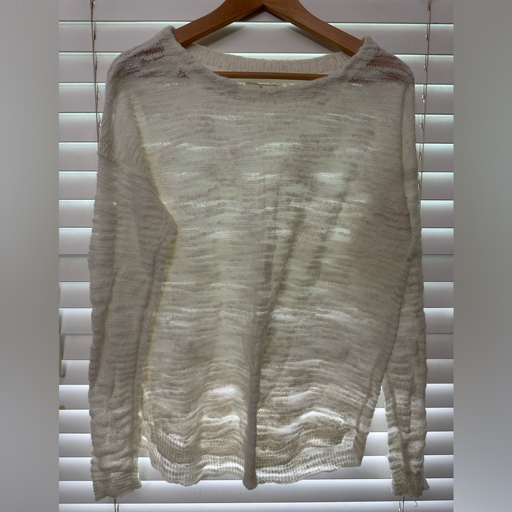 Lou & Grey Sheer White Sweater